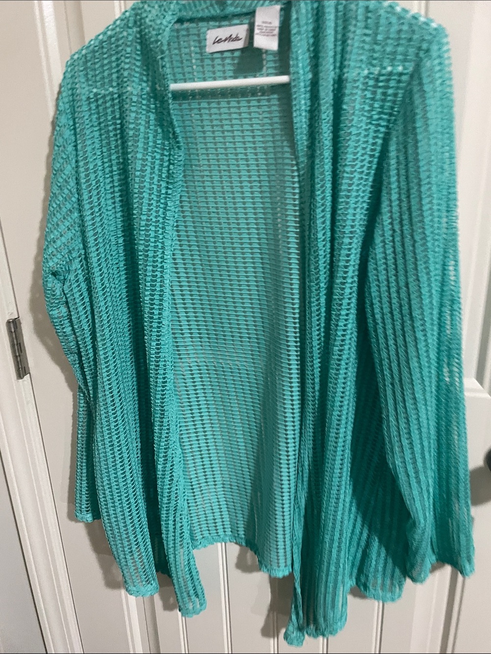Turquoise Open-Front Knit Cardigan - Women's Lightweight Layer - Picture 3 of 4